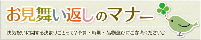 お見舞いのお返し　のし、品物、相場などのマナー[お見舞い返しドットコム]